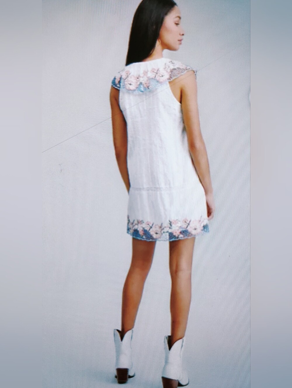 NWOT White Embroidered Cotton Mini Dress - Feminine Breezy Boho Style Sz M